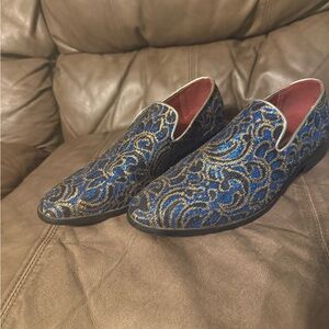 Alberto Fellini Men’s Royal Blue & Gold Glitter Loafers